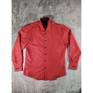 BC Collection Shirt Mens Large Red Geometric Print Long Sleeve‎ Button Up
